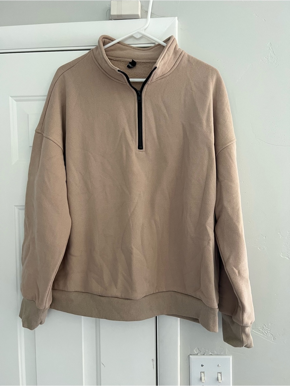 Mens Quarter-Zip Fleece Pullover Sweatshirt - Taupe